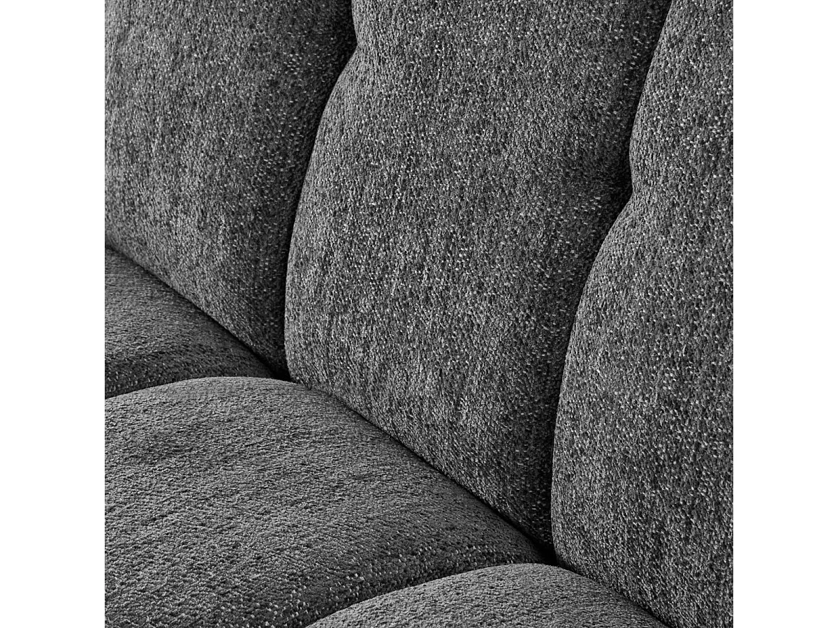 Canapé 2 places fixe en tissu polyester chenillé gris - MENTON