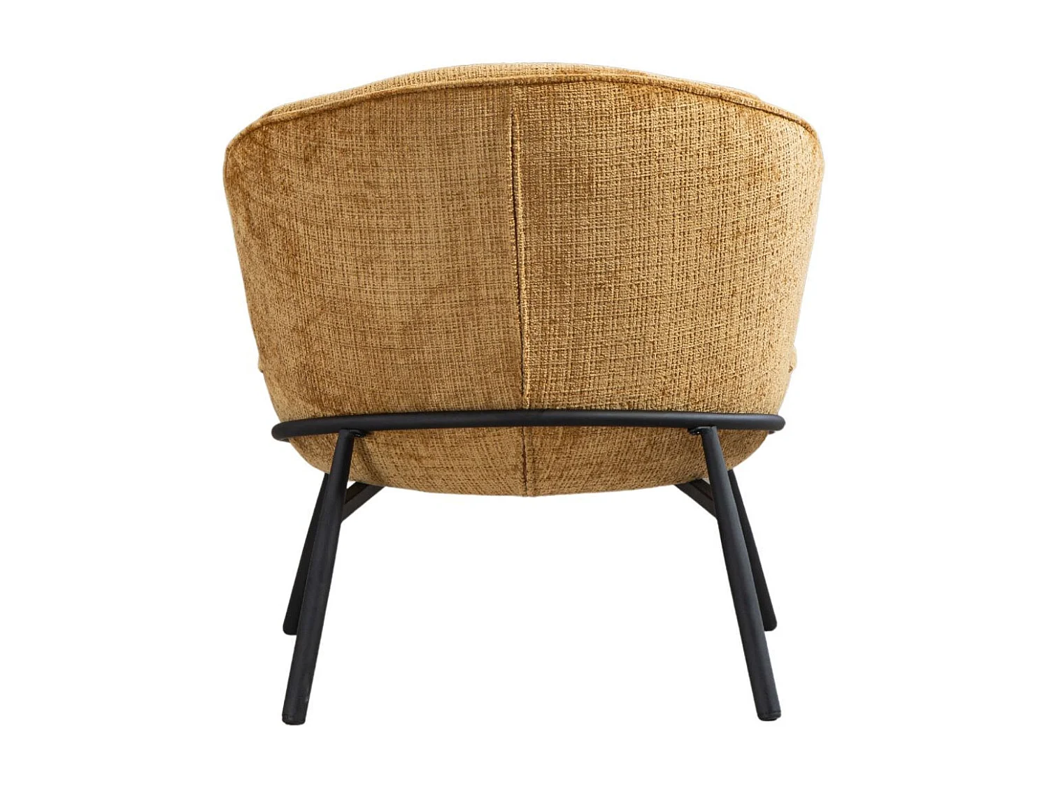 Fauteuil lounge en tissu chenillé jaune moutarde piètement métal noir - GASBY