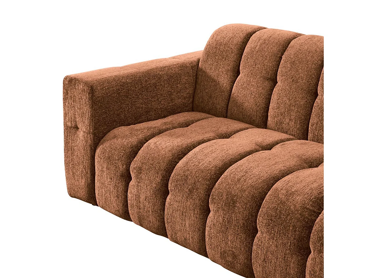 Canapé 3 places fixe en tissu polyester chenillé cognac - MENTON