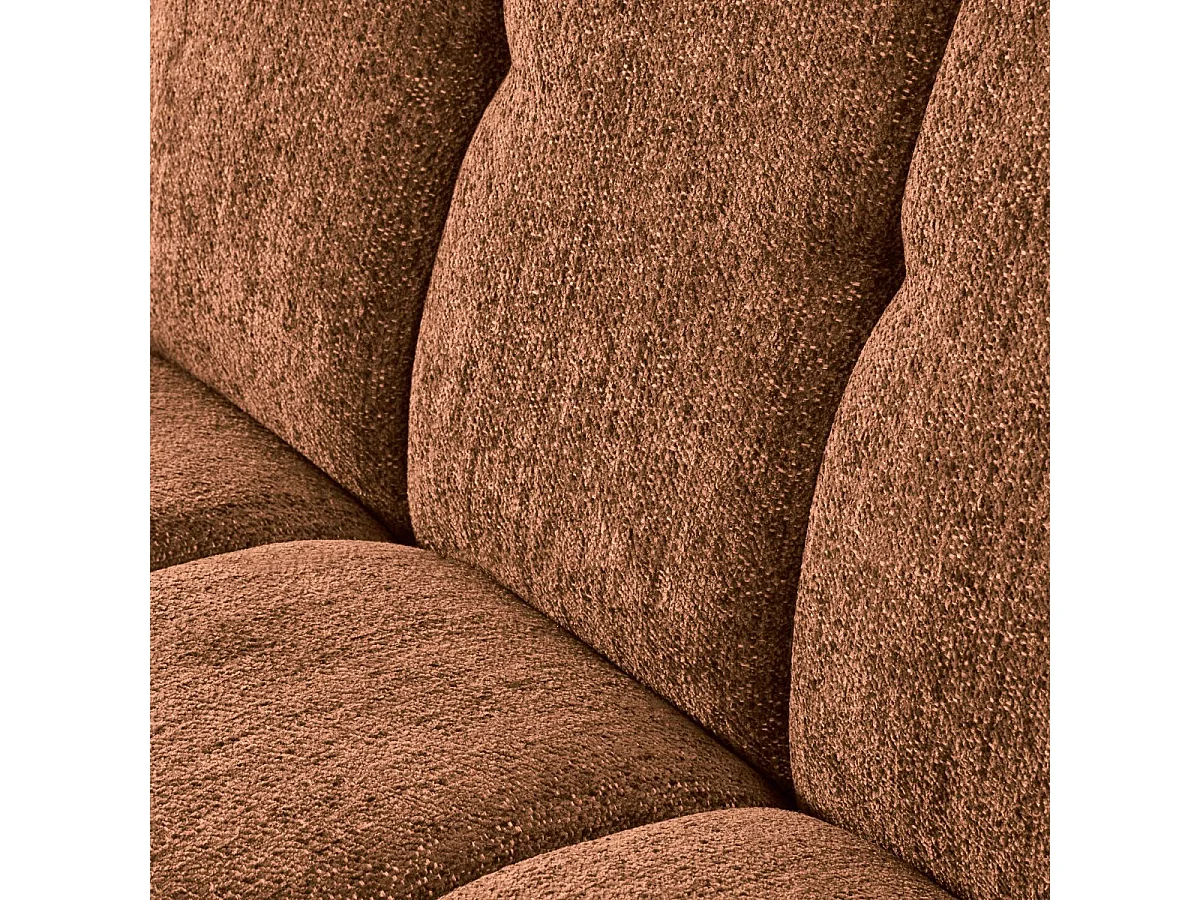 Canapé 3 places fixe en tissu polyester chenillé cognac - MENTON