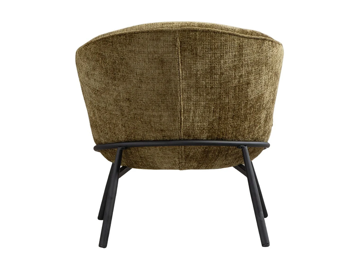 Fauteuil lounge en tissu chenillé vert piètement métal noir - GASBY