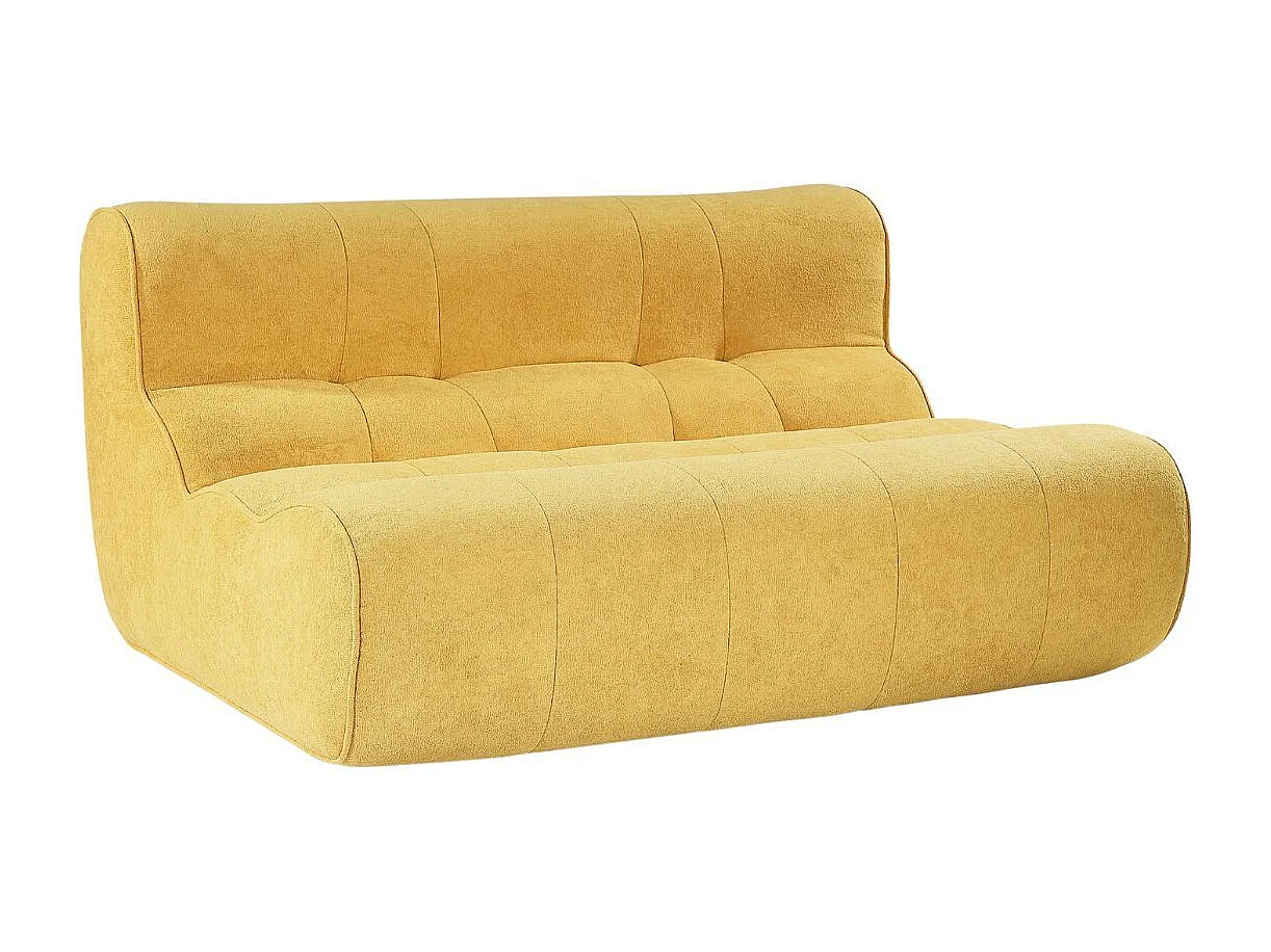 Canapé 2 places en mousse polyuréthane et tissu polyester touché doux jaune - BLOW