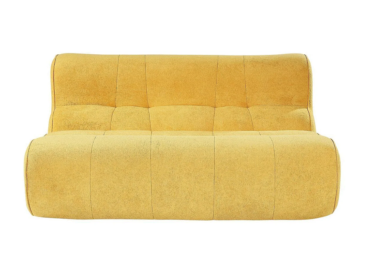 Canapé 2 places en mousse polyuréthane et tissu polyester touché doux jaune - BLOW