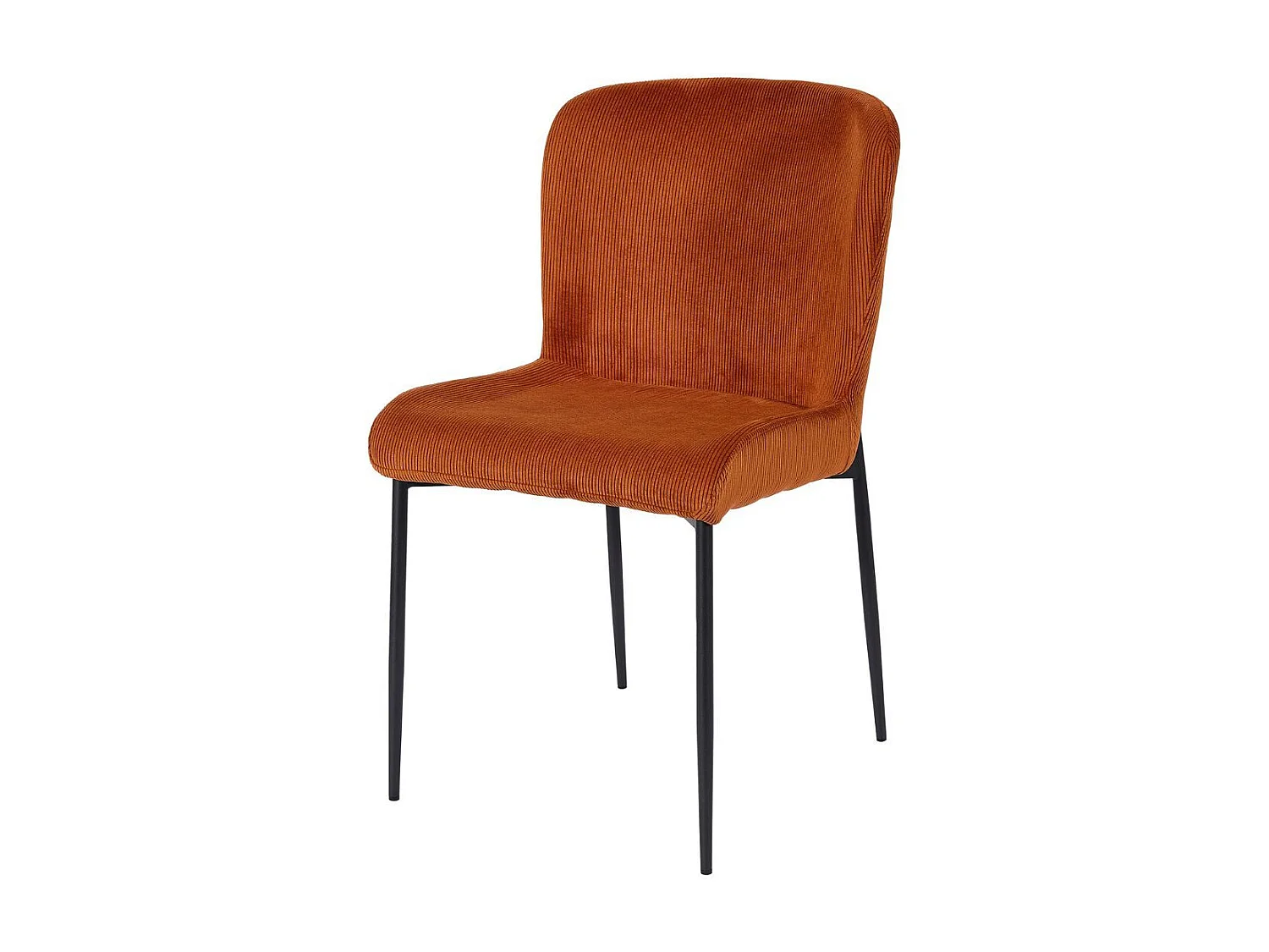 Lot de 2 chaises en tissu velours côtelé coloris terracotta pieds métal noir - LUMIA