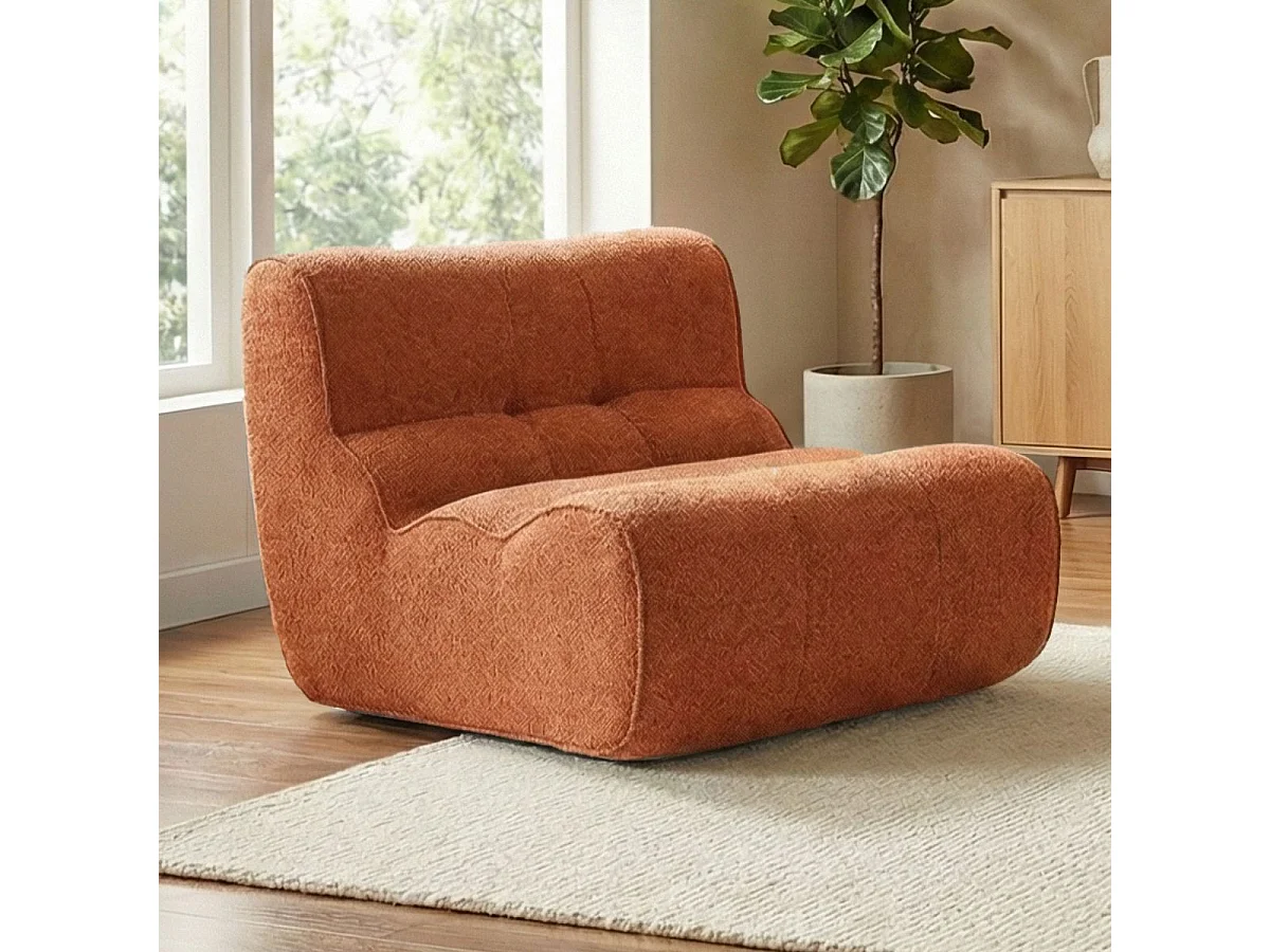 Fauteuil en mousse polyuréthane et tissu polyester touché doux orange - BLOW