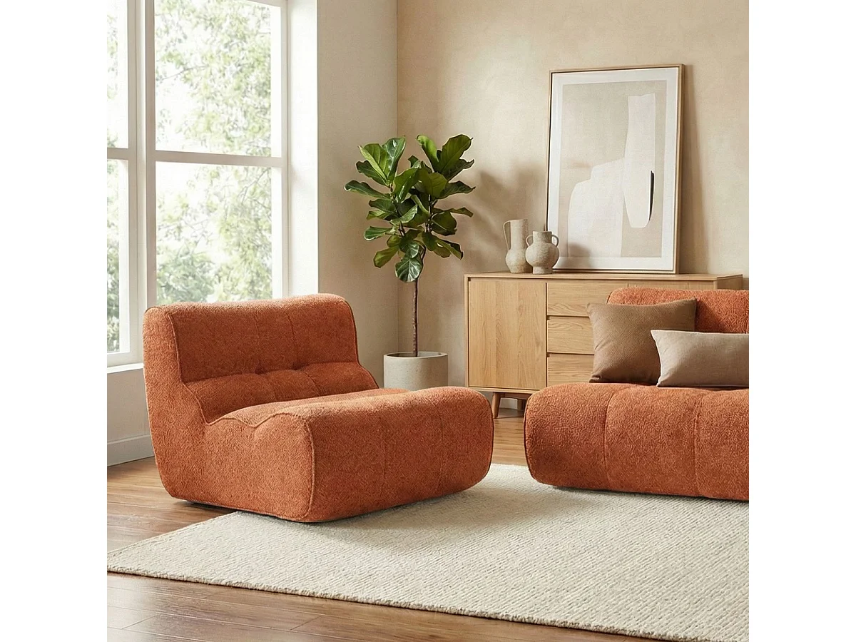 Fauteuil en mousse polyuréthane et tissu polyester touché doux orange - BLOW