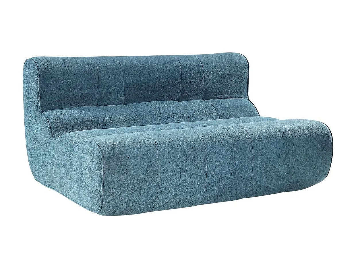 Canapé 2 places en mousse polyuréthane et tissu polyester touché doux bleu - BLOW