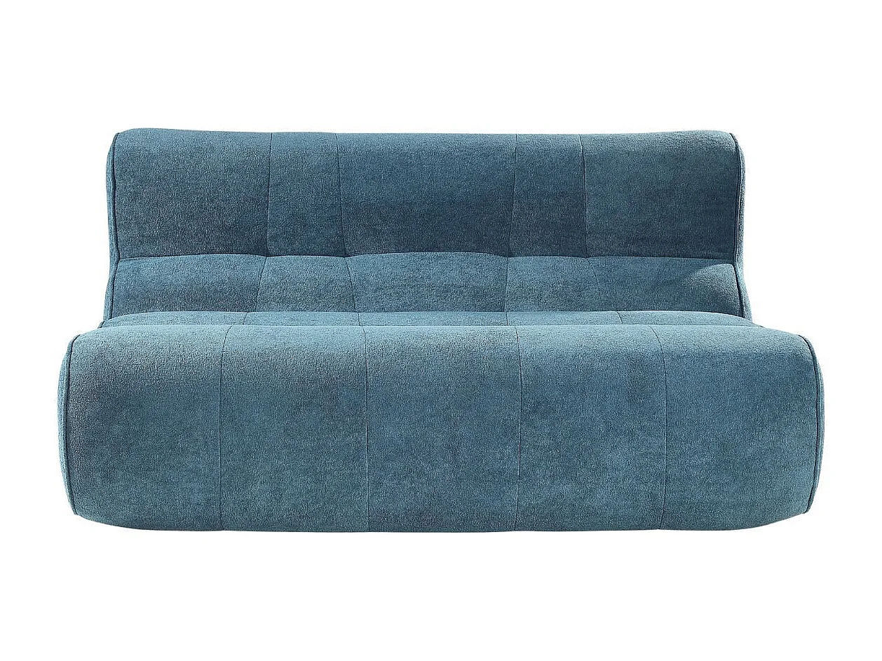 Canapé 2 places en mousse polyuréthane et tissu polyester touché doux bleu - BLOW