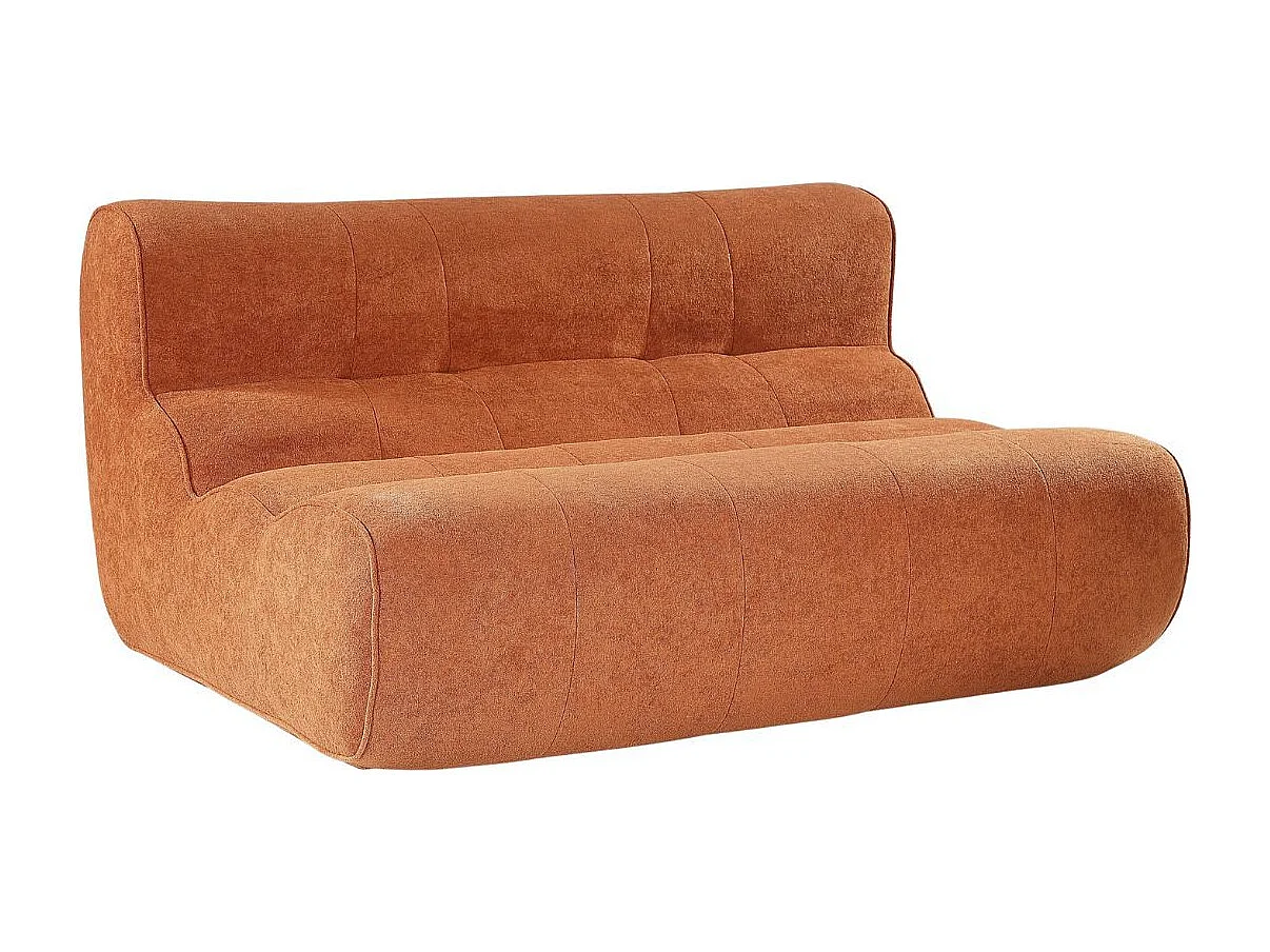 Canapé 2 places en mousse polyuréthane et tissu polyester touché doux orange - BLOW