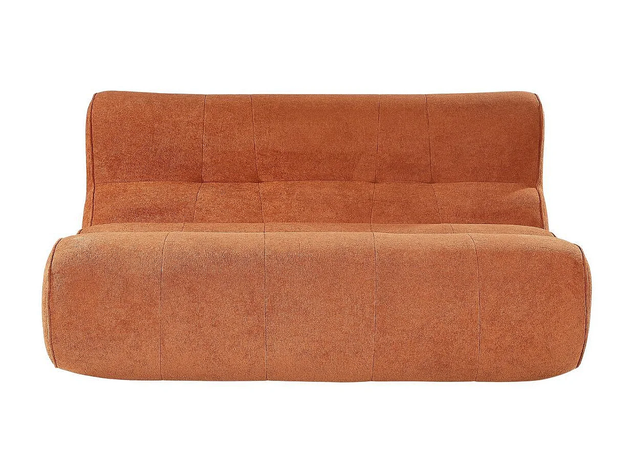 Canapé 2 places en mousse polyuréthane et tissu polyester touché doux orange - BLOW