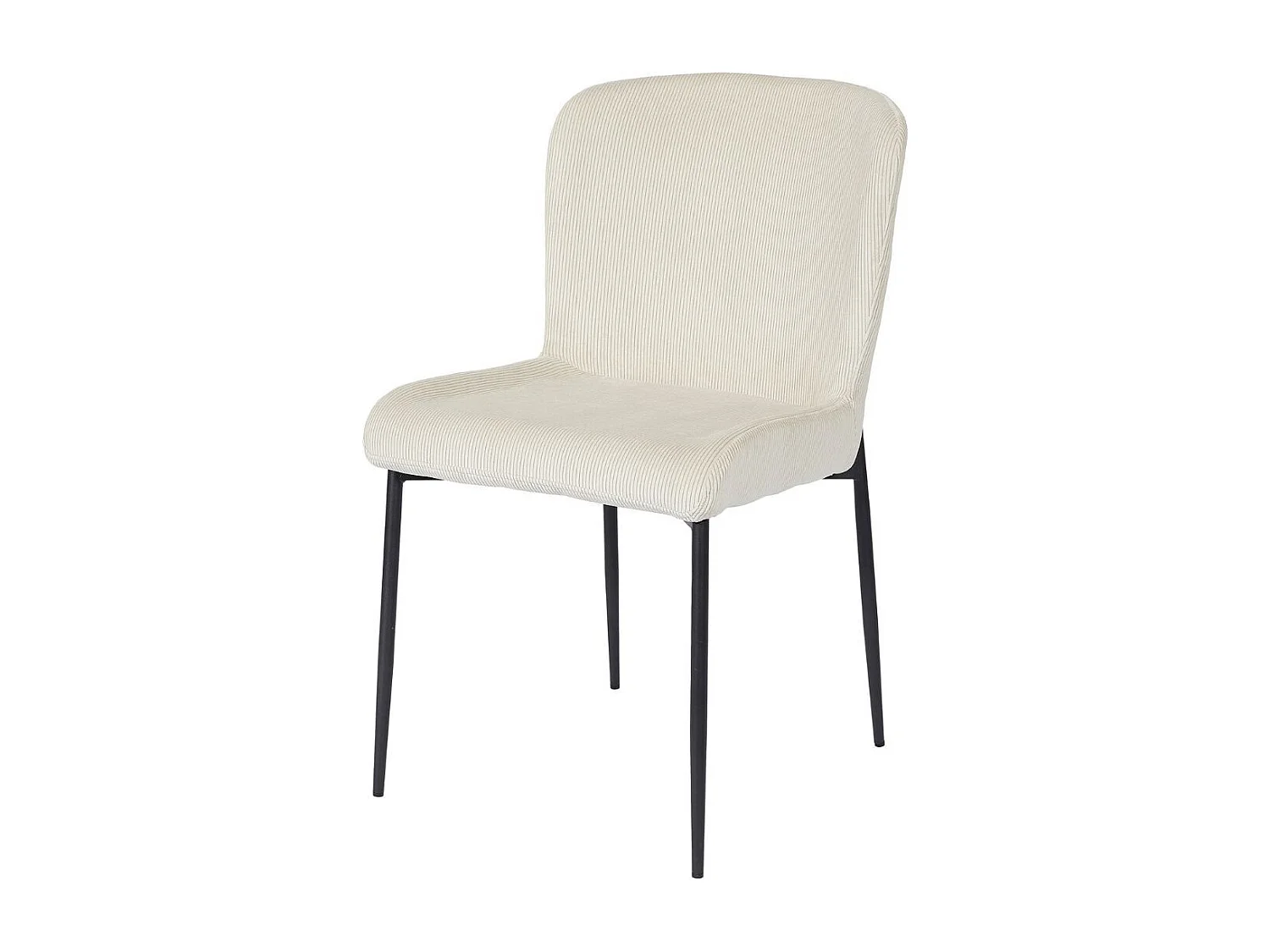 Lot de 2 chaises en tissu velours côtelé coloris crème pieds métal noir - LUMIA