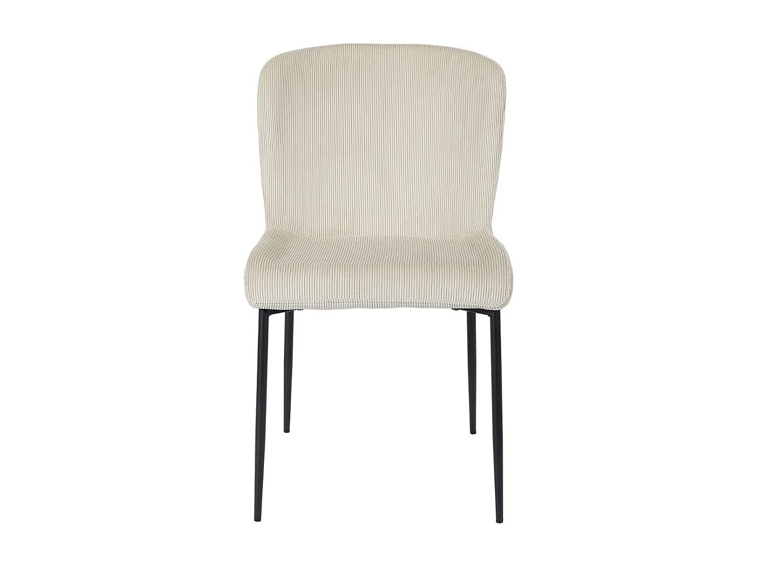 Lot de 2 chaises en tissu velours côtelé coloris crème pieds métal noir - LUMIA