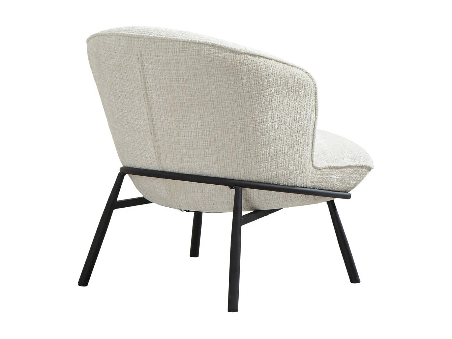 Fauteuil lounge en tissu chenillé blanc piètement métal noir - GASBY