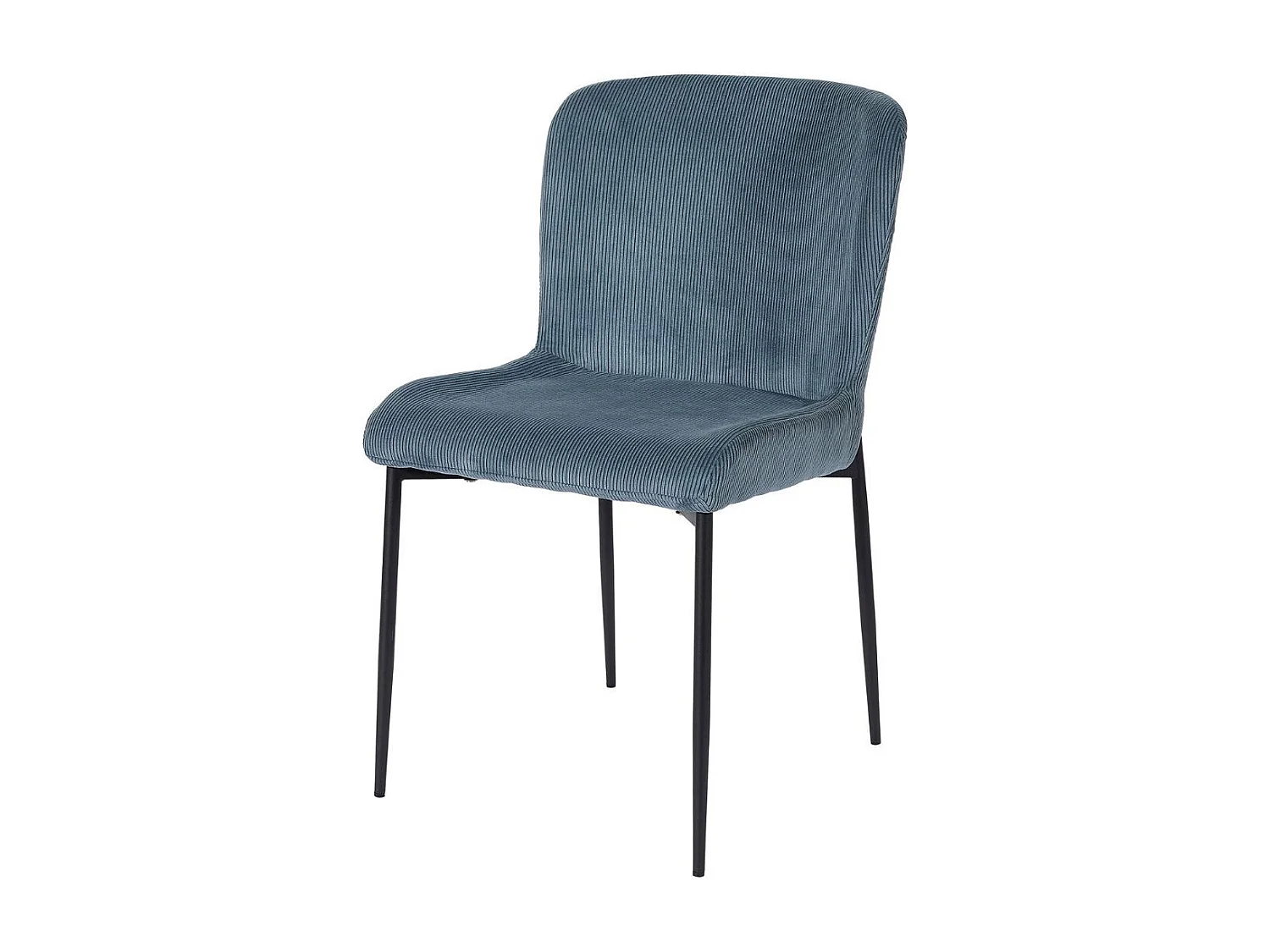 Lot de 2 chaises en tissu velours côtelé coloris bleu pieds métal noir - LUMIA