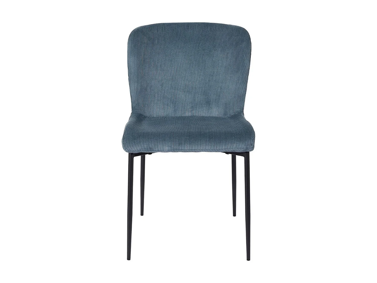 Lot de 2 chaises en tissu velours côtelé coloris bleu pieds métal noir - LUMIA