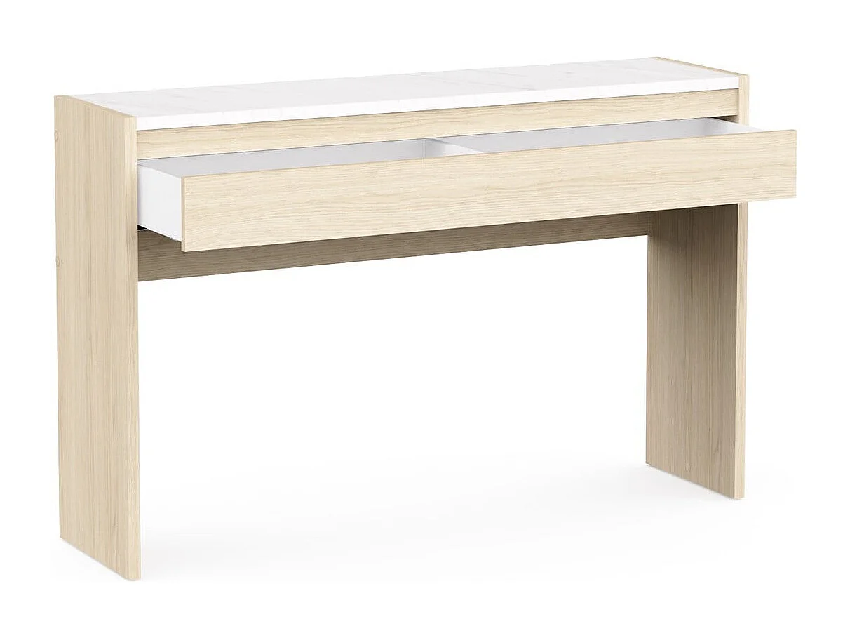 Console 1 tiroir décor chêne et marbre L124,4 cm MELIA