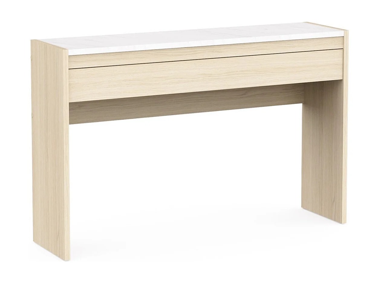 Console 1 tiroir décor chêne et marbre L124,4 cm MELIA