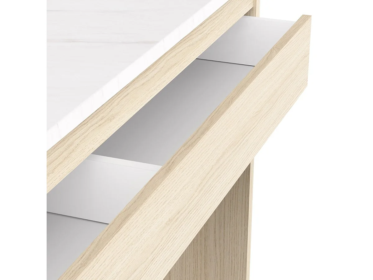 Console 1 tiroir décor chêne et marbre L124,4 cm MELIA