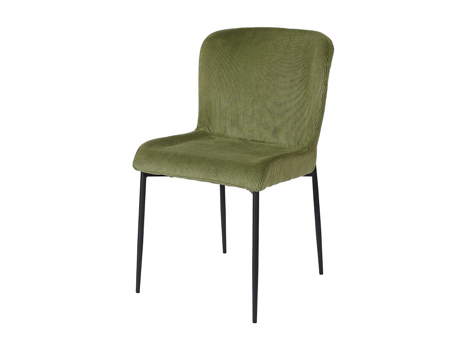 Lot de 2 chaises en tissu velours côtelé coloris vert pieds métal noir - LUMIA