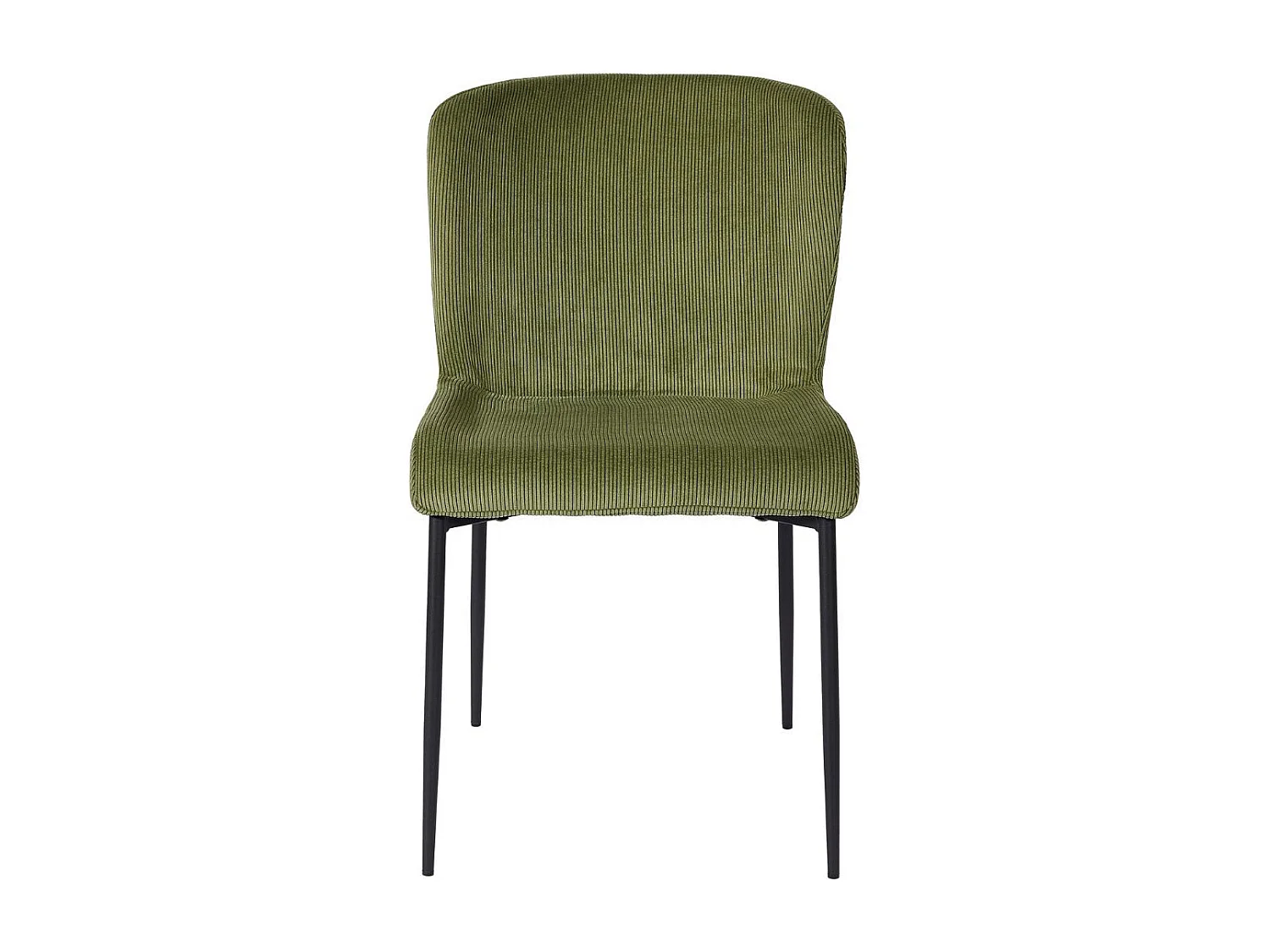 Lot de 2 chaises en tissu velours côtelé coloris vert pieds métal noir - LUMIA