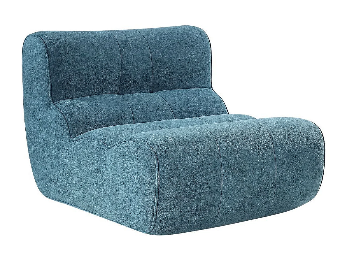 Fauteuil en mousse polyuréthane et tissu polyester touché doux bleu - BLOW