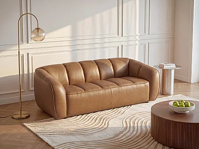 2-seater leather sofa - Camel - PRADONI