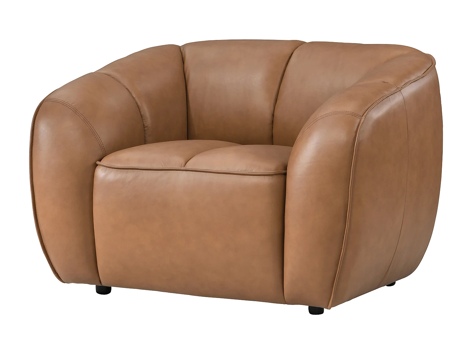 Fauteuil en cuir camel PRADONI