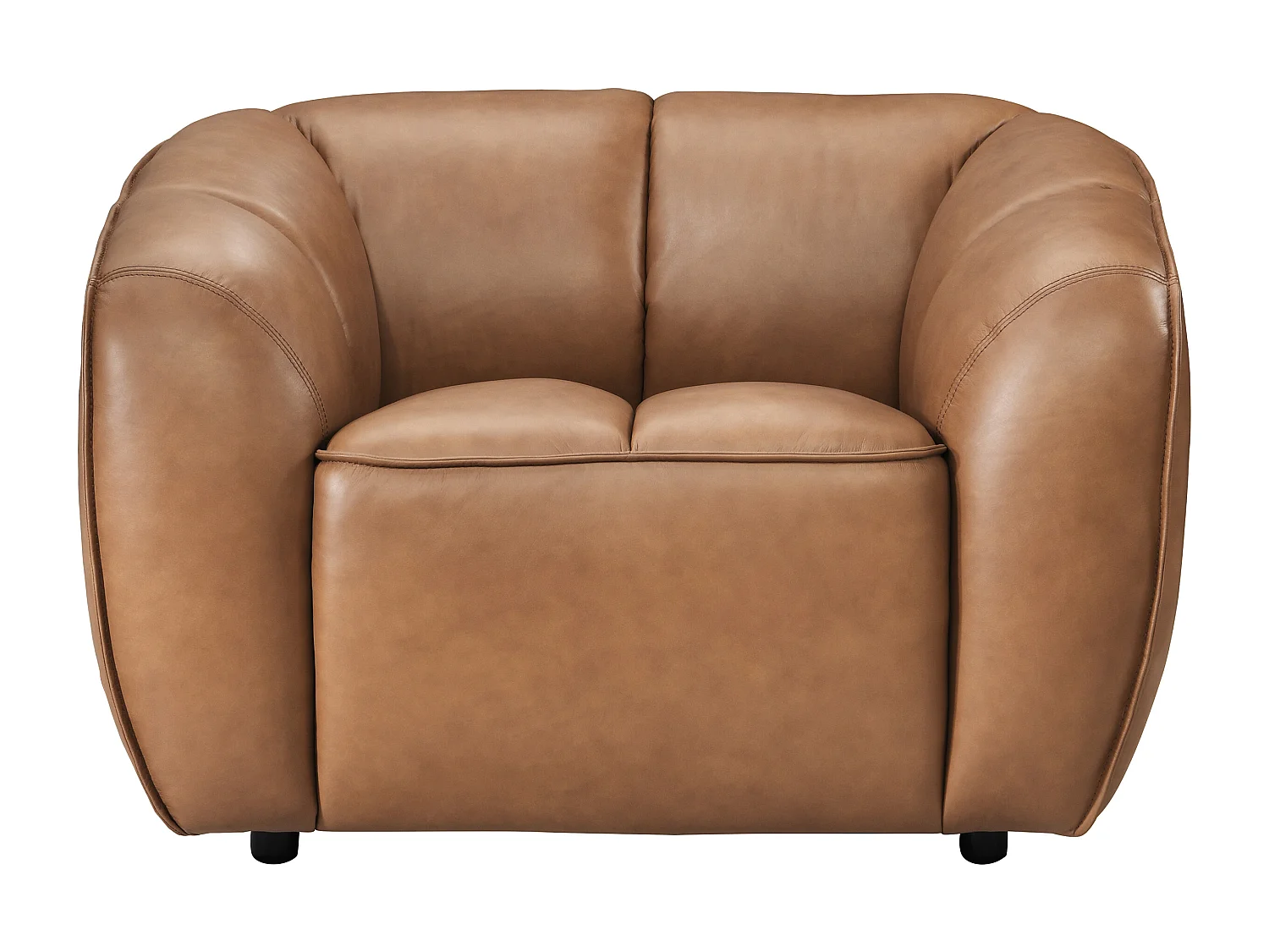 Fauteuil en cuir camel PRADONI