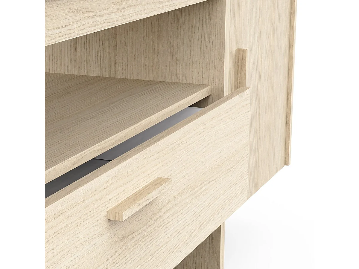 Meuble TV 2 portes et 1 tiroir décor chêne et marbre L178,8 cm MELIA