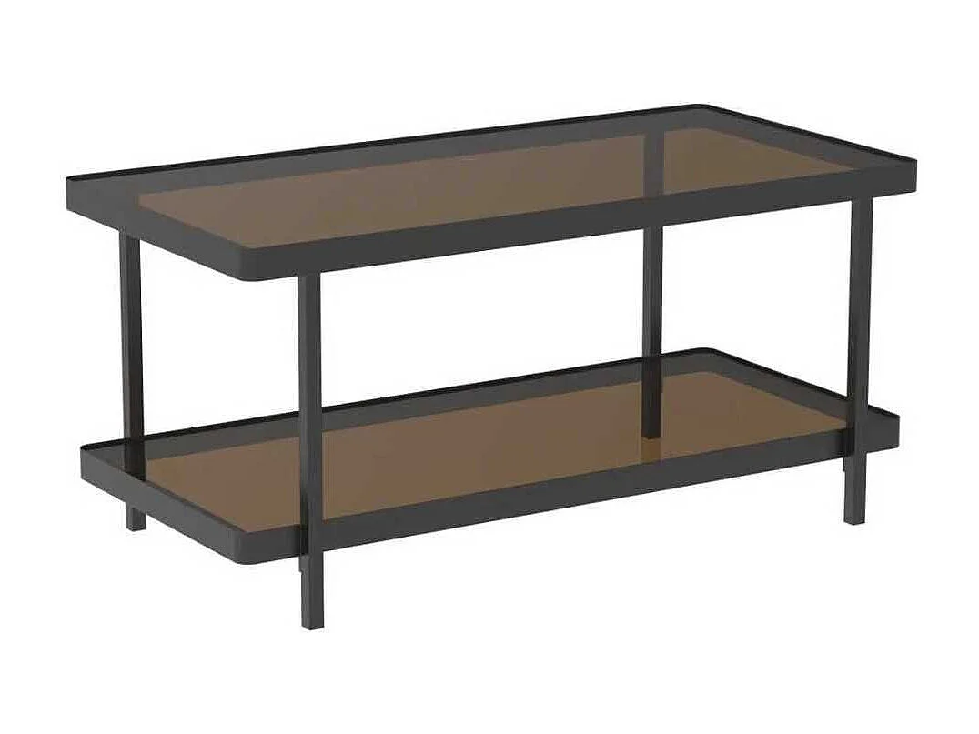 Zwarte metalen salontafel met 2 rookglasplaten L100 cm - ORA