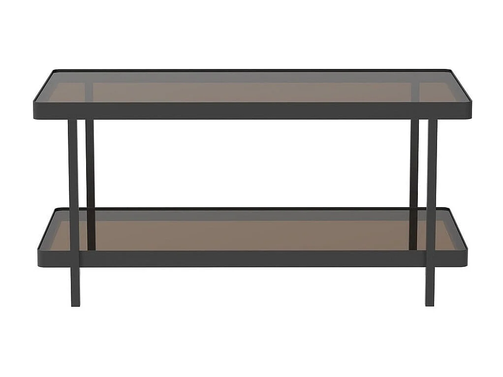 Zwarte metalen salontafel met 2 rookglasplaten L100 cm - ORA
