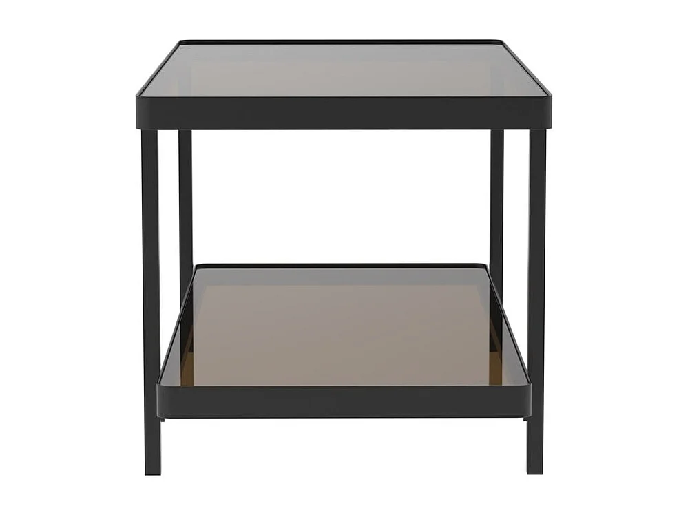 Zwarte metalen salontafel met 2 rookglasplaten L100 cm - ORA