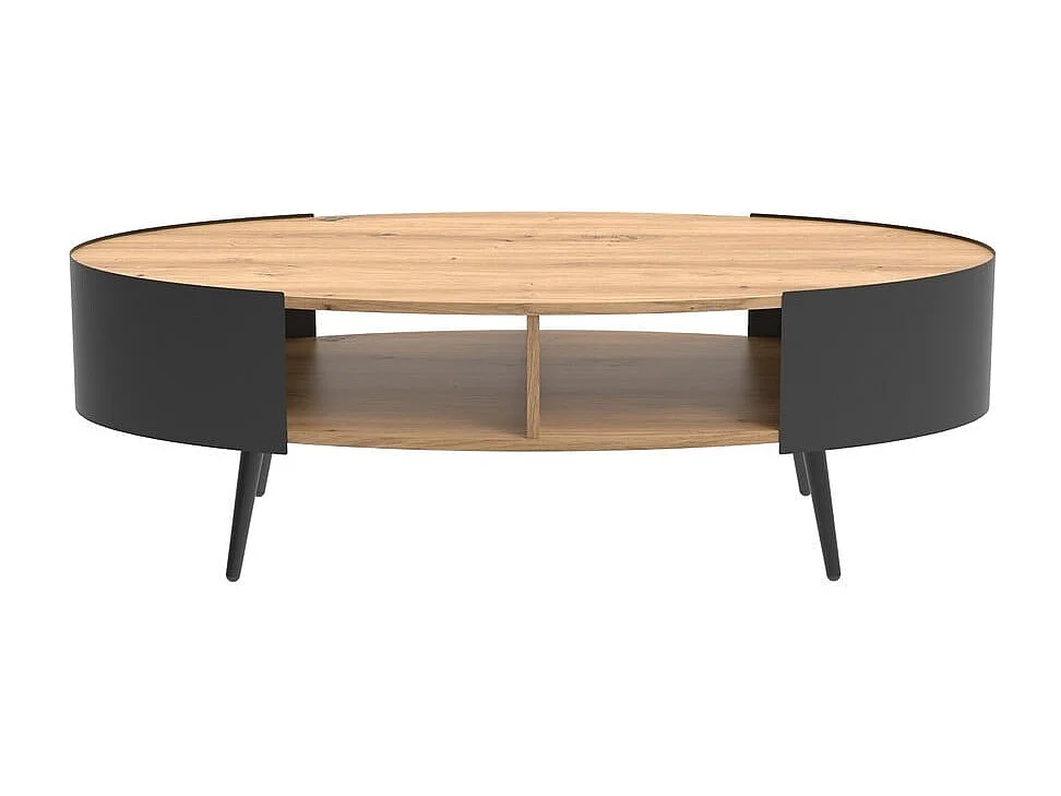 Mesa baja ovalada con lados de metal negro L120 cm - EKLO