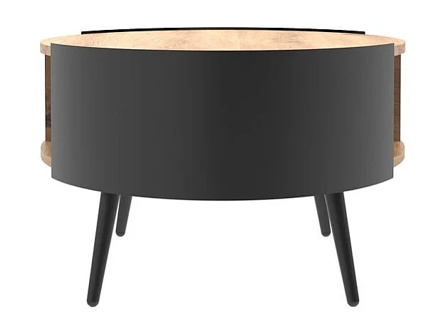 Mesa baja ovalada con lados de metal negro L120 cm - EKLO
