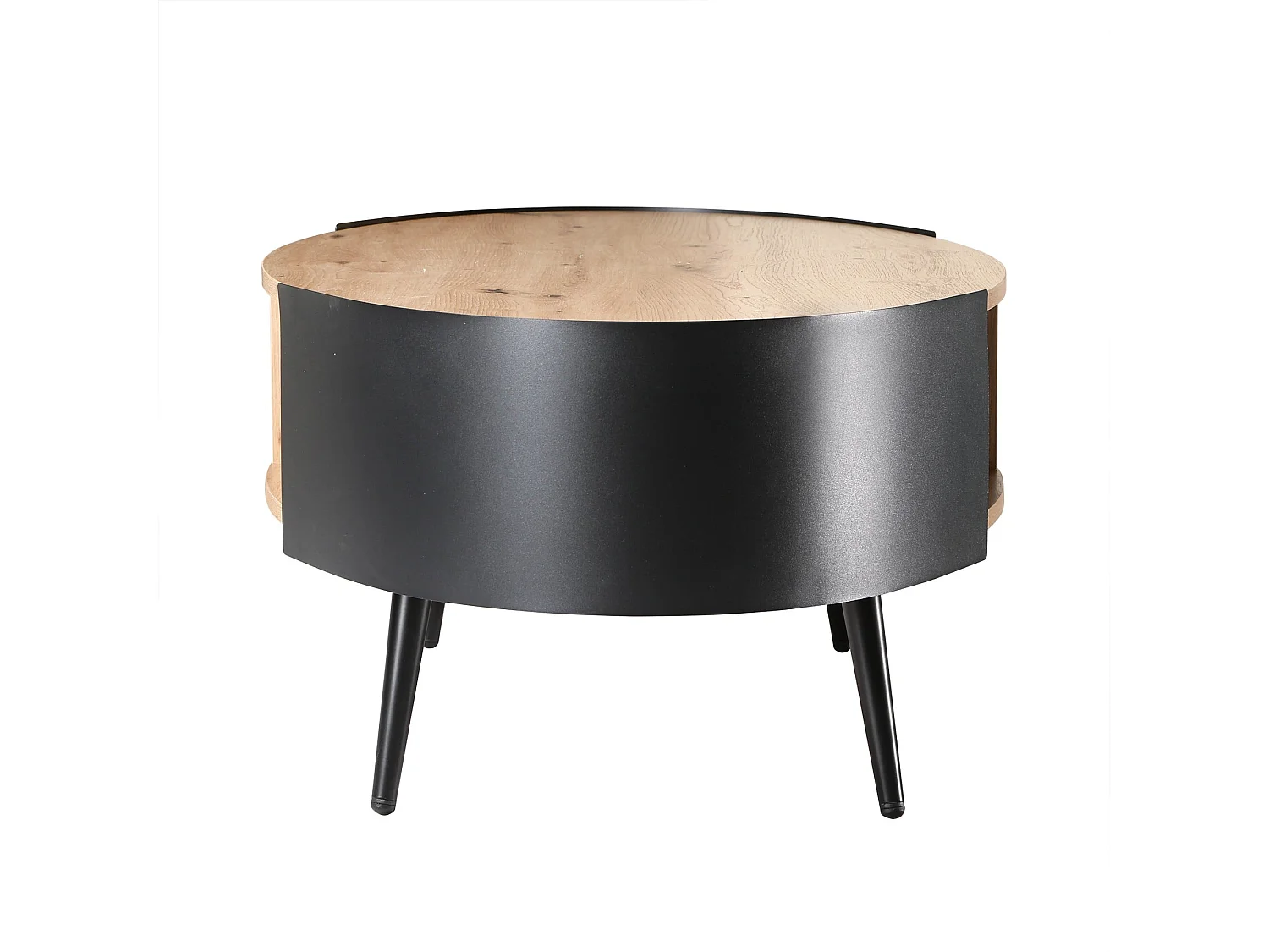 Table basse ovale avec flancs en métal noir L120 cm EKLO