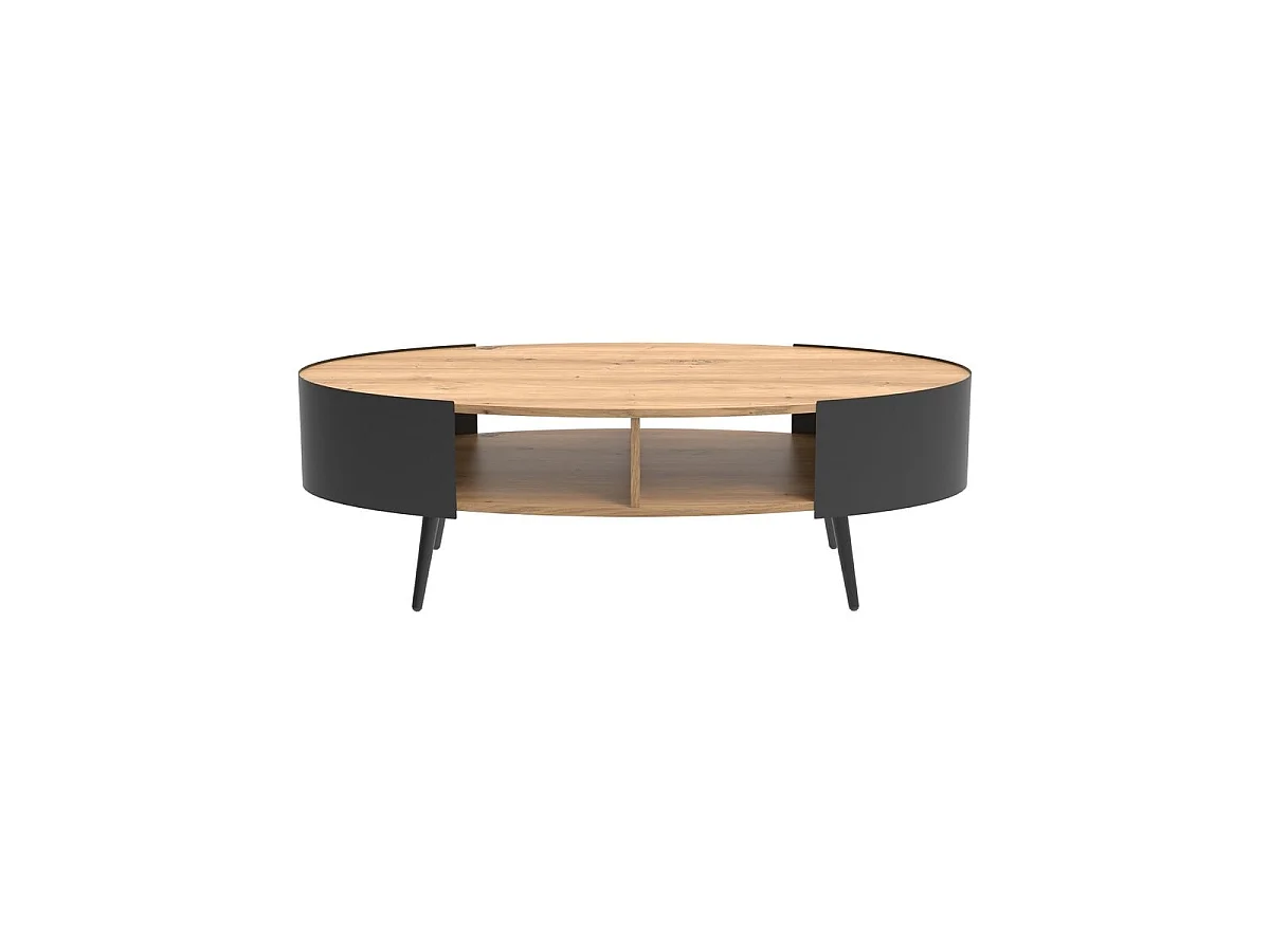 Table basse ovale avec flancs en métal noir L120 cm EKLO