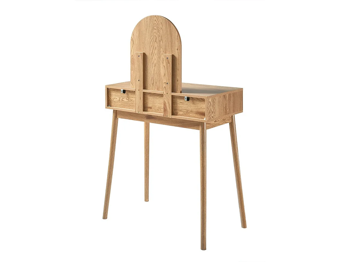 Toaletka z lustrem i 2 szufladami z frontami rattanowymi, szer. 80 cm, ALIA
