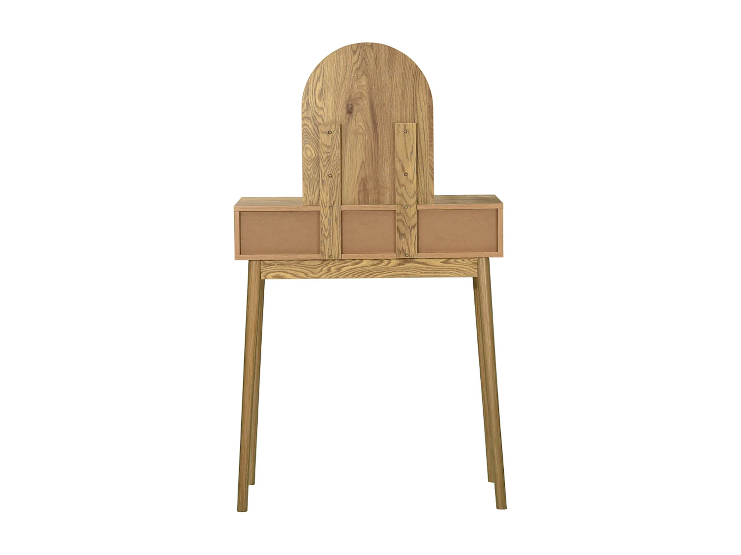 Schminktisch mit Spiegel und 2 Schubladen mit Rattanfronten, Breite 80 cm - ALIA