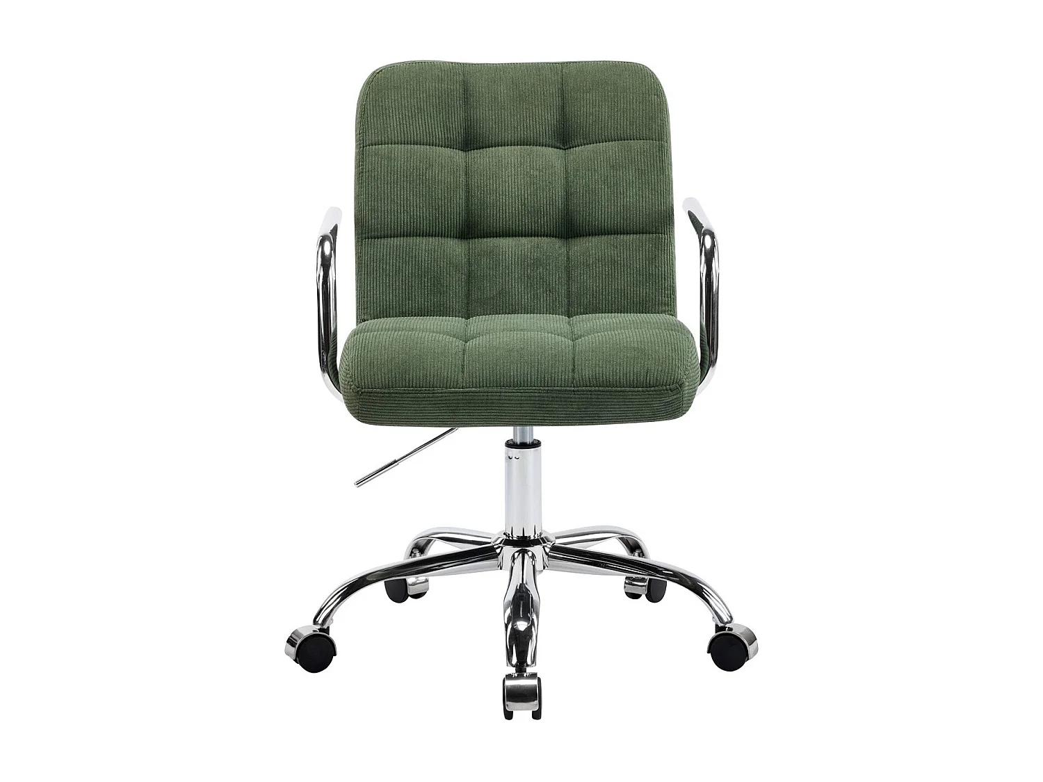 Fauteuil de bureau capitonné, pivotant et réglable en hauteur en velours côtelé vert kaki - Nolan