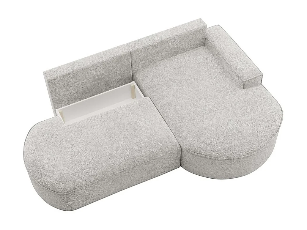 Canapé d'angle droit convertible 4 places MARLO en tissu chenille - Gris perle