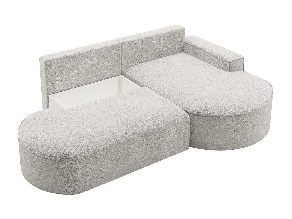 Canapé d'angle droit convertible 4 places MARLO en tissu chenille - Gris perle