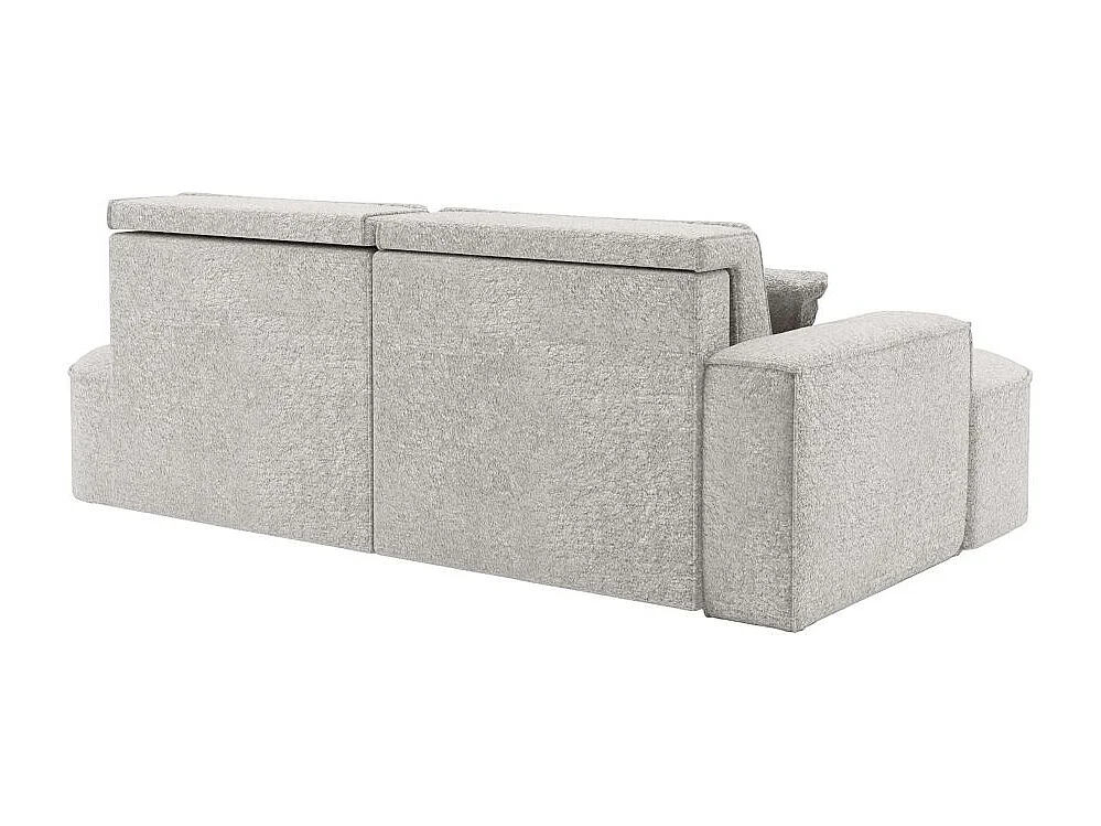 Canapé d'angle droit convertible 4 places MARLO en tissu chenille - Gris perle