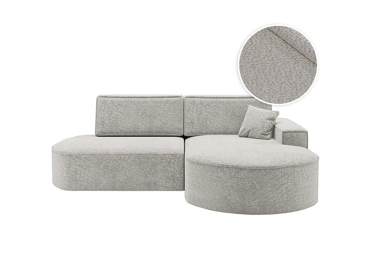 Canapé d'angle convertible 4 places en tissu chenille gris MARLO