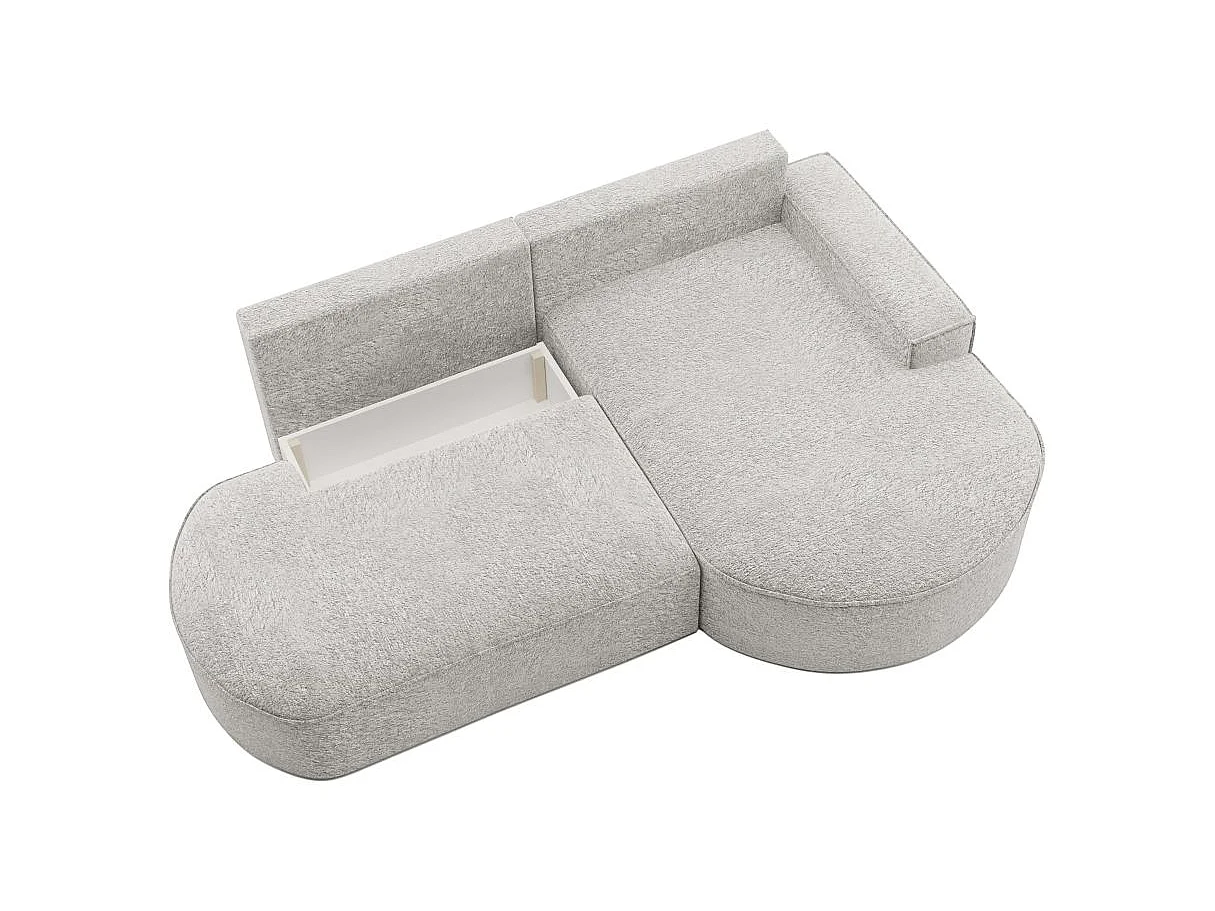 Canapé d'angle convertible 4 places en tissu chenille gris MARLO
