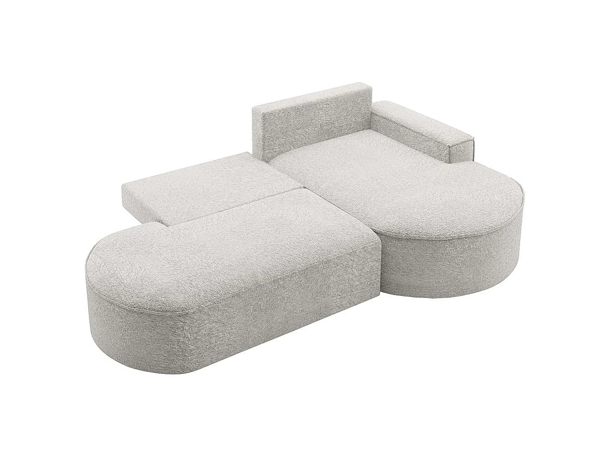 Canapé d'angle convertible 4 places en tissu chenille gris MARLO