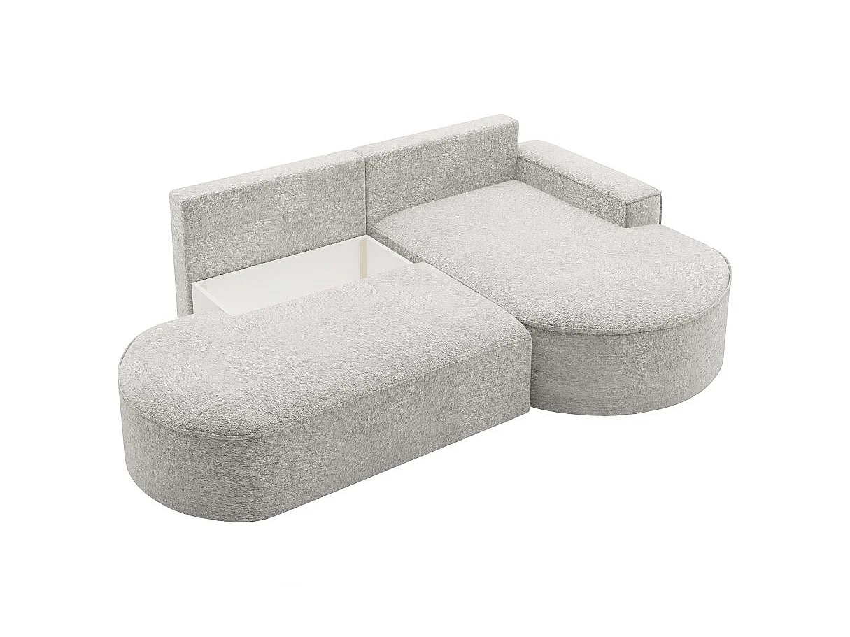 Canapé d'angle convertible 4 places en tissu chenille gris MARLO