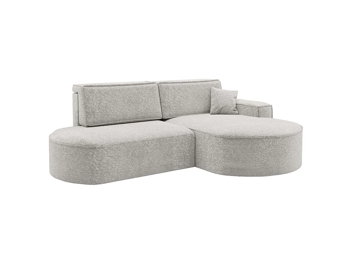 Canapé d'angle convertible 4 places en tissu chenille gris MARLO