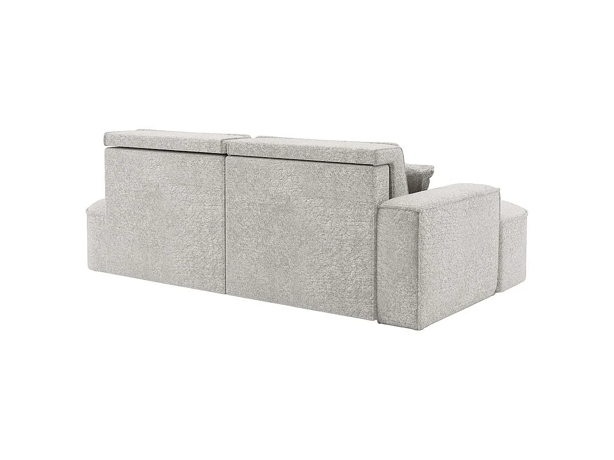 Canapé d'angle convertible 4 places en tissu chenille gris MARLO