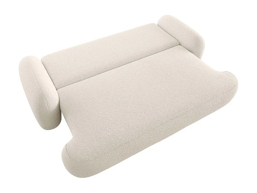Canapé convertible 3 places MILLY avec coffre en tissu bouclette - Beige
