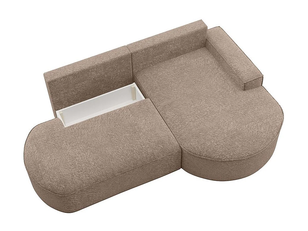 Canapé d'angle droit convertible 4 places MARLO en tissu chenille - Taupe